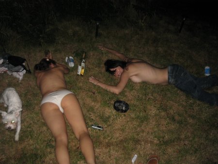 Naked drunken girls in nature