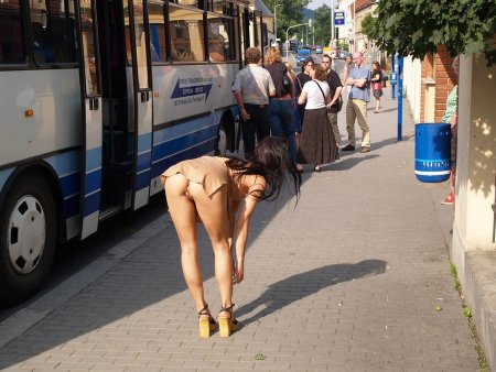 Naked women's butt on the street