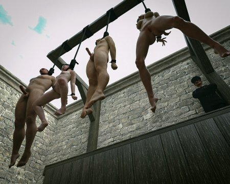Naked hanged with an erection