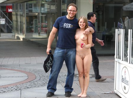 Naked man dressed woman
