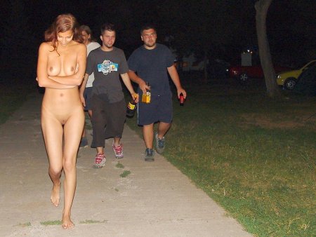 Drunk naked girls on the street