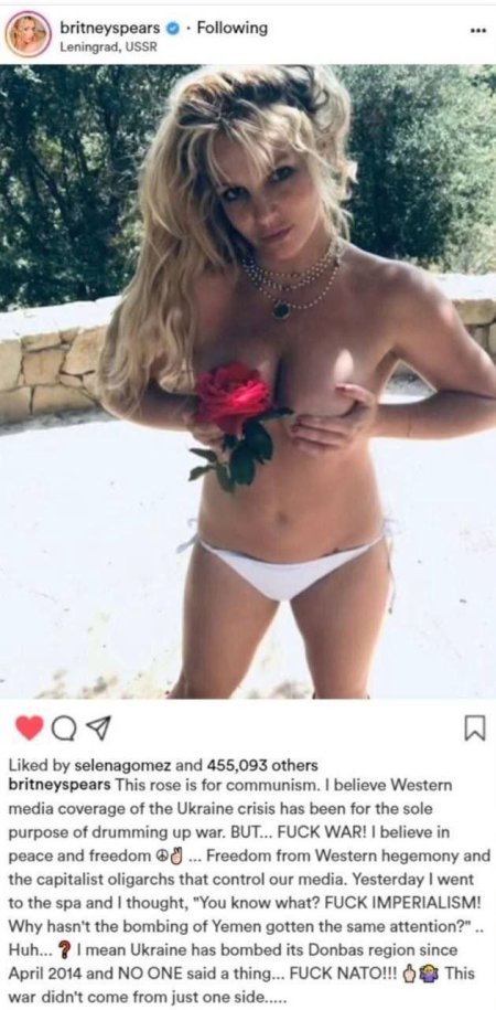 Britney Spears post on Instagram