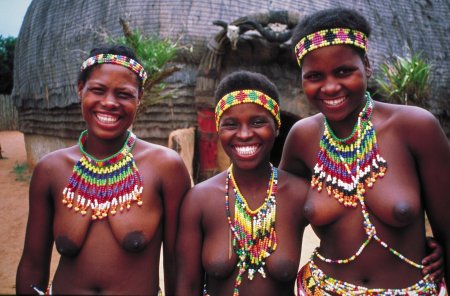 Girls of African tribes without clothes