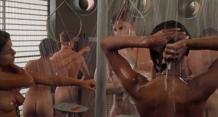 Star landing naked in the shower