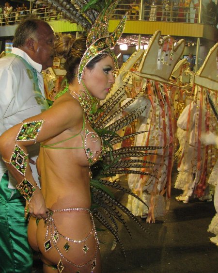 Naked Brazilians in carnival costumes