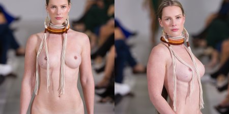 Fashion show of naked women