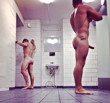Naked guys in the locker room