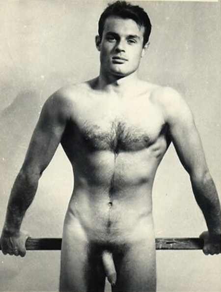 Naked actors of a retro man