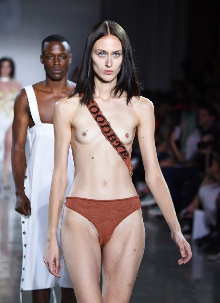Naked models on the catwalks