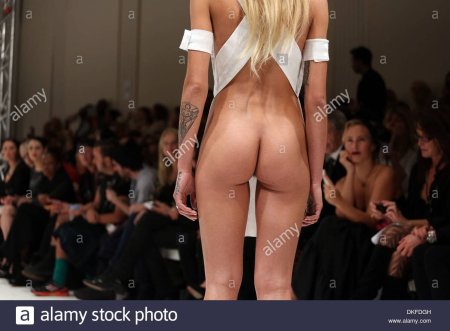 Naked butt of models on the catwalk