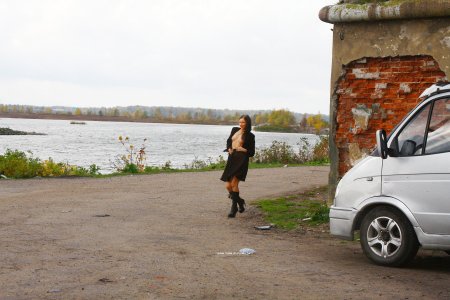 Nude in Russia Rimma in Walk Through The Winter City