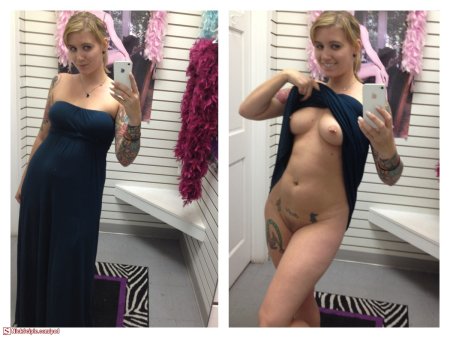 Erotic selfies in the fitting room