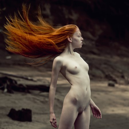 Naked red with long hair