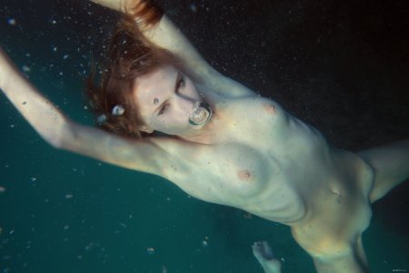 Naked girls underwater