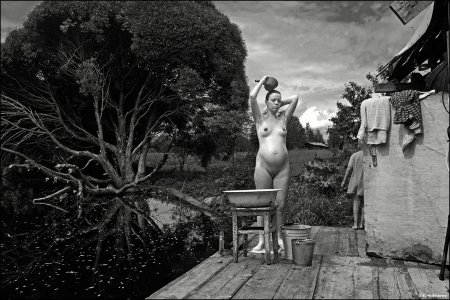 Naked women in the village of Retro