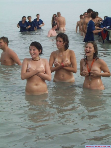 Girls cover breasts amateur beach