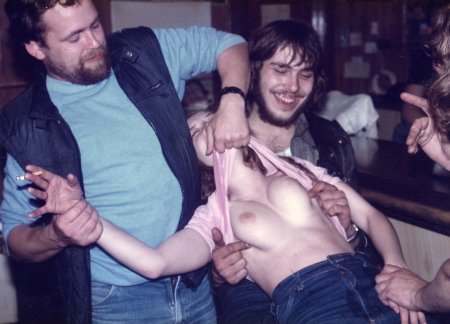 Naked women touch boobs