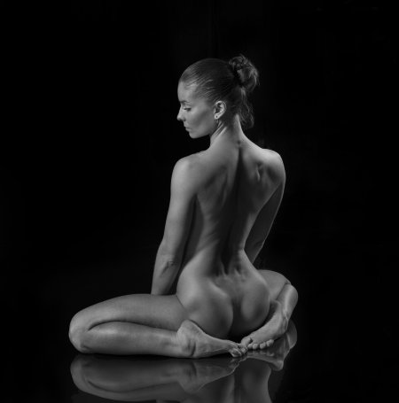 Naked photo shoot in the studio