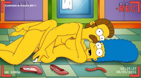 Ned Flanders and Marge Simpson.Porno