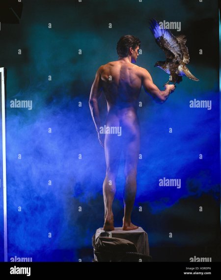 Nude Man on the Hand of Nude Woman