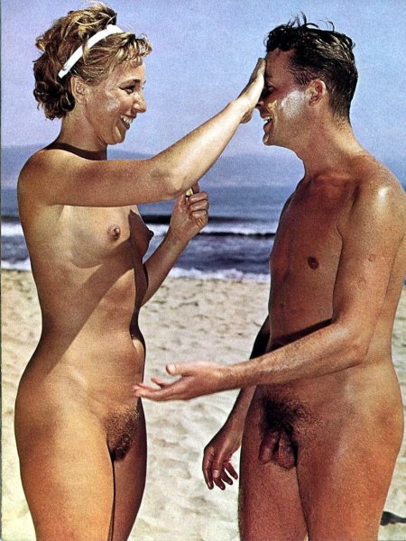 Erection on nudist beach retro