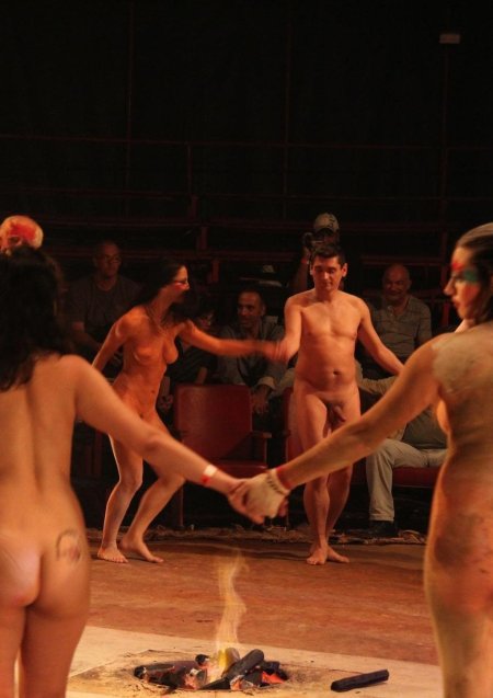 Naked on the theater stage