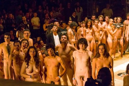 Naked on the theater stage